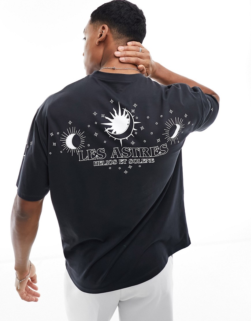 ASOS DESIGN oversized t-shirt in black with celestial back print