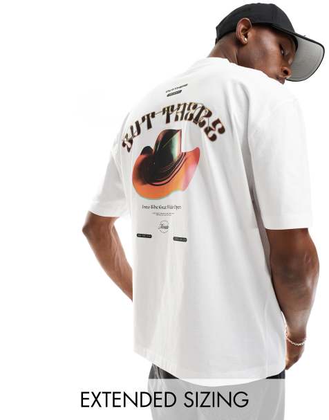 ASOS DESIGN oversized t-shirt in black with cowboy back print - view 1