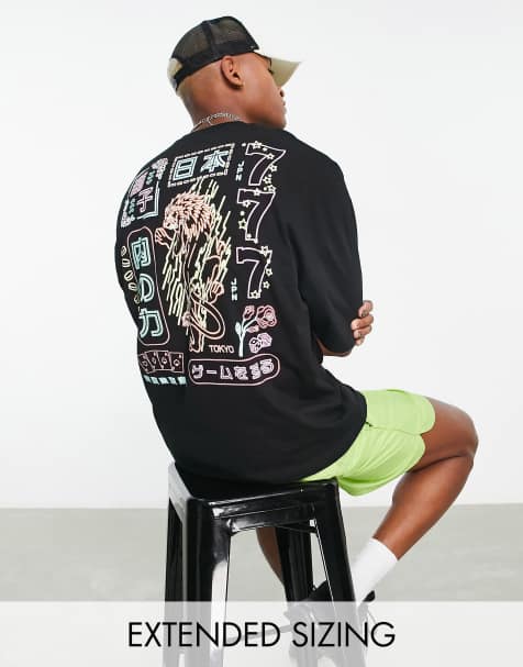ASOS DESIGN oversized t-shirt in black with dragon back print