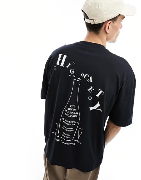 ASOS DESIGN oversized t-shirt in black with drinks back print - view 1