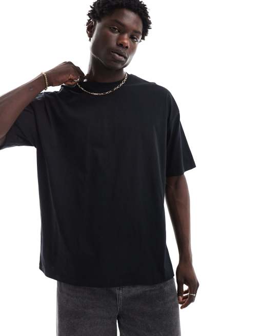 ASOS DESIGN oversized t-shirt in black with floral back print, 3 of 4