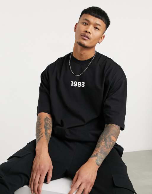 ASOS DESIGN oversized t-shirt in black with floral back print