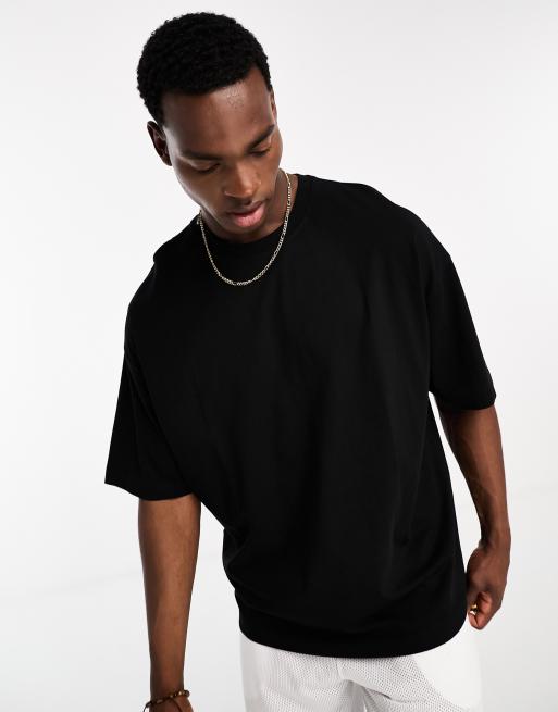 ASOS DESIGN oversized t-shirt in black with floral back print