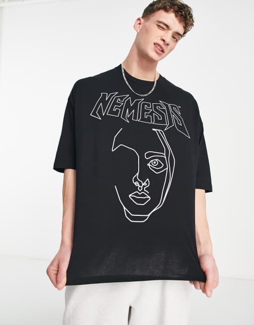 ASOS DESIGN oversized t-shirt in black with front & back band