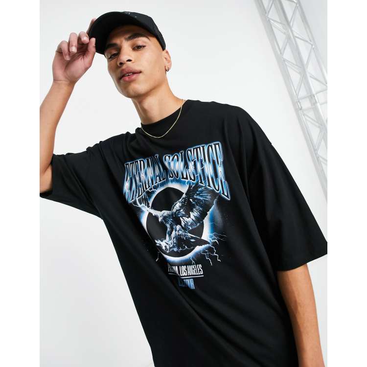 ASOS DESIGN oversized T-shirt in black with Los Angeles print