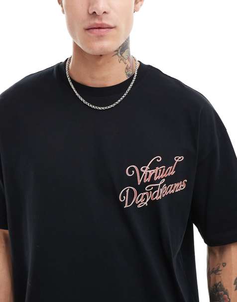 ASOS DESIGN oversized t-shirt in black with front print - view 1
