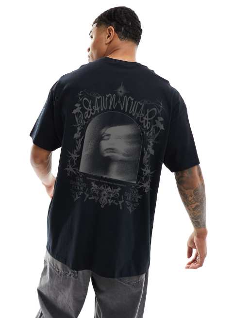 ASOS DESIGN oversized T-shirt in black with grunge chest and back print