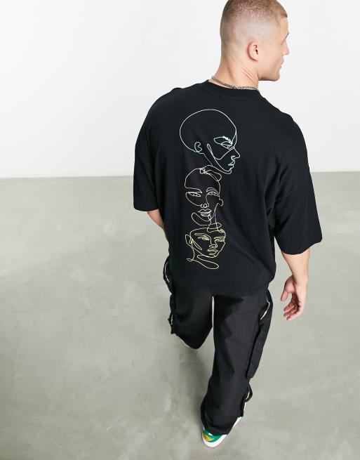 ASOS DESIGN oversized t-shirt in black with floral back print