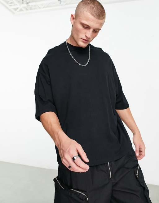 ASOS DESIGN oversized t-shirt in black with line drawing back print