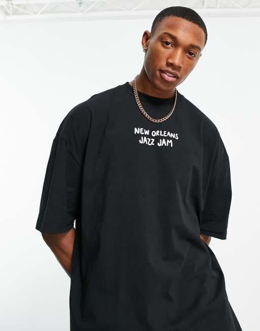 ASOS DESIGN oversized t-shirt in black with line drawing back print, 2 of 4