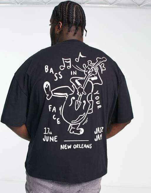 ASOS DESIGN oversized t-shirt in black with line drawing back print, 3 of 4