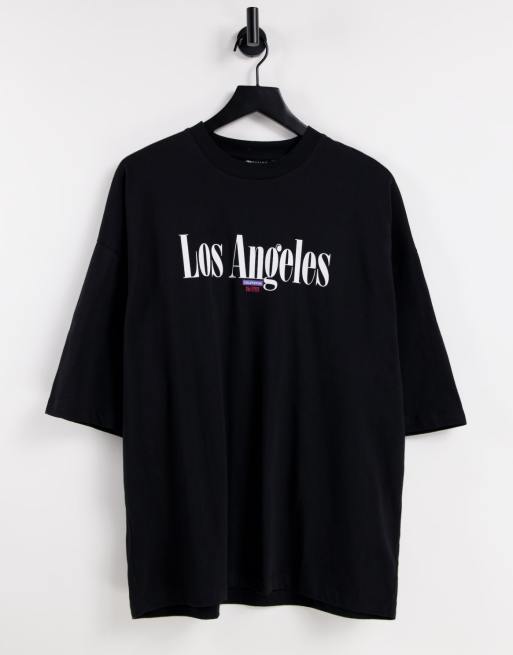 ASOS DESIGN oversized t-shirt in black with Los Angeles city print