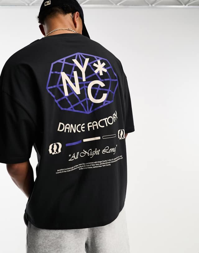 ASOS DESIGN - oversized t-shirt in black with nyc back print