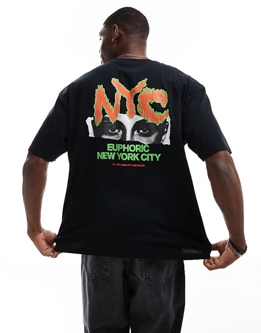 ASOS DESIGN oversized T-shirt in black with NYC back print ASOS DESIGN oversized T-shirt in black with NYC back print