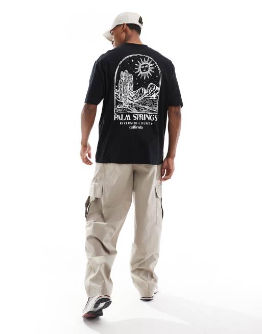 ASOS DESIGN oversized t-shirt in black with Palm Springs back print, 2 of 4