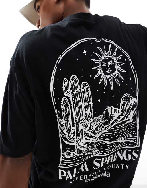 ASOS DESIGN oversized t-shirt in black with Palm Springs back print, 4 of 4
