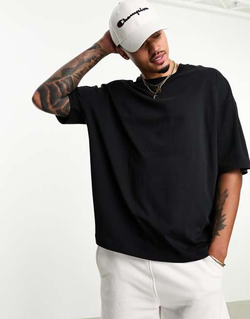 ASOS DESIGN oversized T-shirt in black with photographic spine