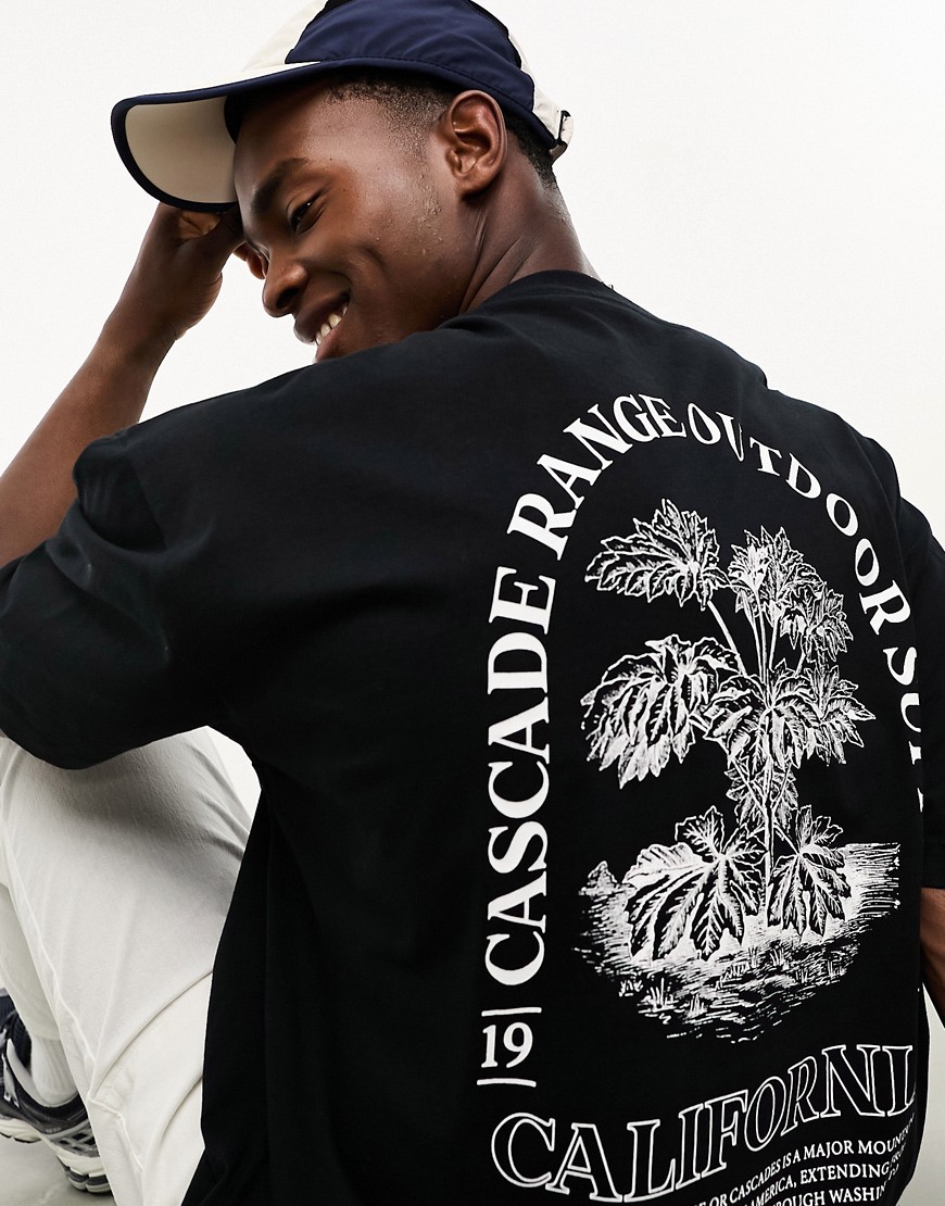 ASOS DESIGN oversized t-shirt in black with plant back print