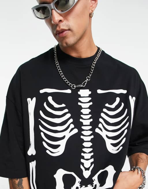 ASOS DESIGN oversized t shirt in black with skeleton print