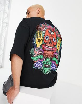 ASOS DESIGN oversized t-shirt in black with skull back print - ASOS Price Checker