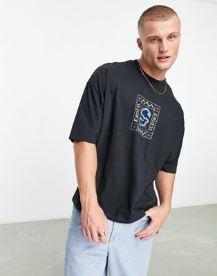 ASOS DESIGN oversized t-shirt in black with snake chest print