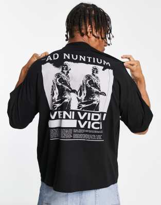 ASOS DESIGN Oversized T-shirt In Black With Statue Photographic Back ...