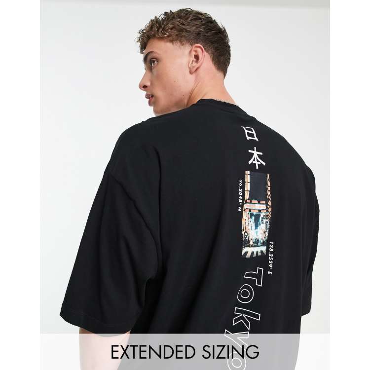 ASOS DESIGN oversized t-shirt in black with back Los Angeles print