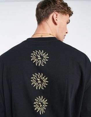 ASOS DESIGN oversized t-shirt in black with sun back print - ASOS Price Checker
