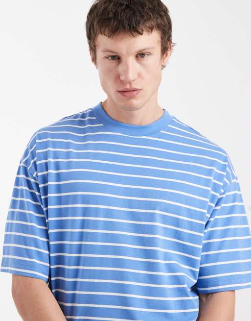 ASOS DESIGN oversized t-shirt in blue and off white stripes, 5 of 5
