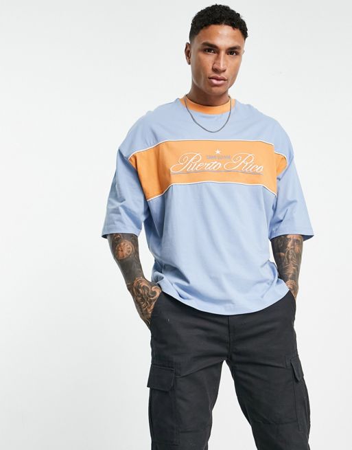 ASOS Design Oversized T-Shirt in Blue with Chicago City Print