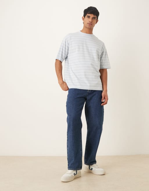 ASOS DESIGN oversized t-shirt in blue and white stripe, 2 of 5
