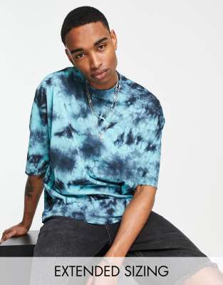 ASOS DESIGN oversized T-shirt in blue & black tie dye