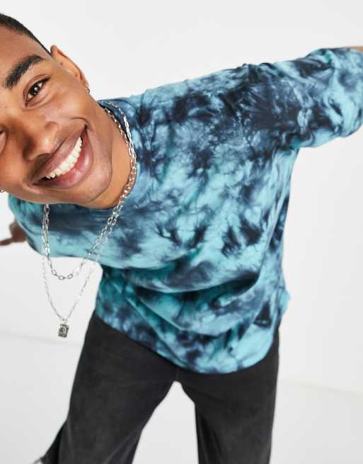 ASOS DESIGN oversized T-shirt in blue & black tie dye