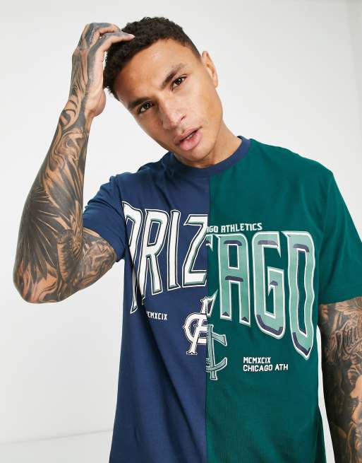 Oversized Chicago Spliced T-shirt | boohooMAN USA