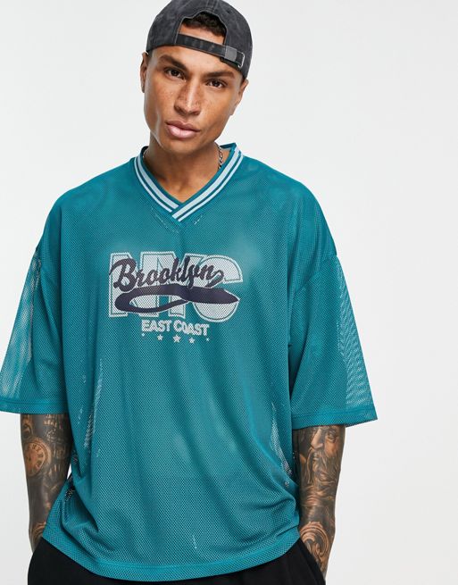 ASOS DESIGN NFL Oversized T-shirt With Baseball Style V Neck And