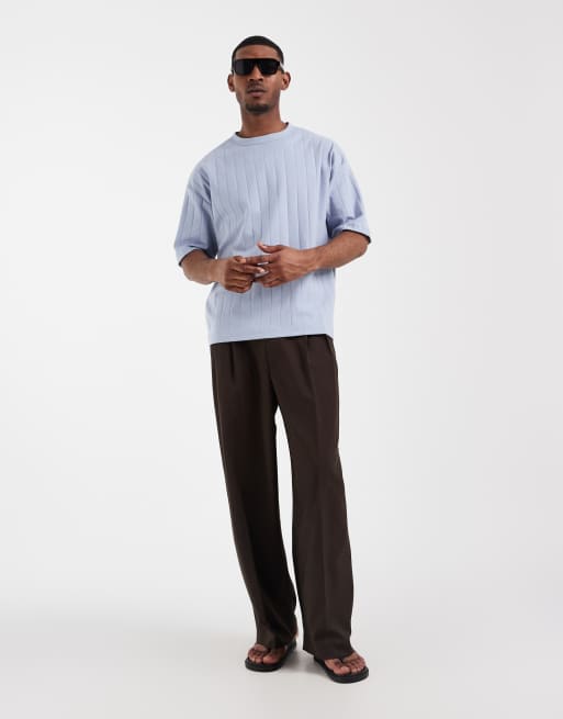 ASOS DESIGN oversized t-shirt in blue wide rib, 2 of 5
