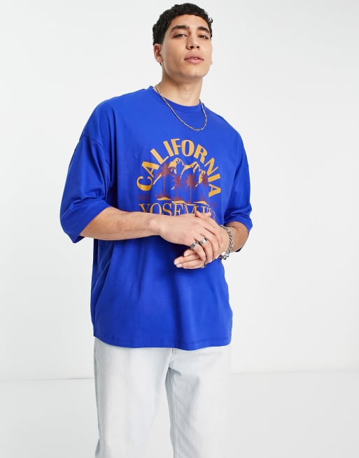 ASOS DESIGN oversized t-shirt in blue with California outdoors print, 4 of 4