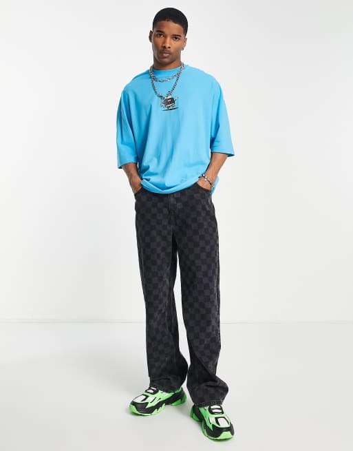 ASOS DESIGN oversized t-shirt in blue with cartoon sushi front print, 3 of 4