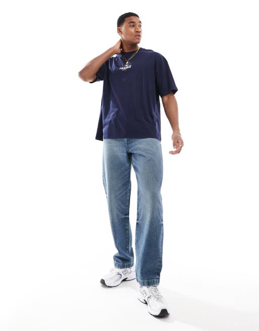 ASOS DESIGN oversized t-shirt in blue with France chest print, 3 of 4