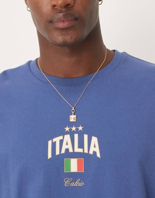 ASOS DESIGN oversized t-shirt in blue with Italy chest print