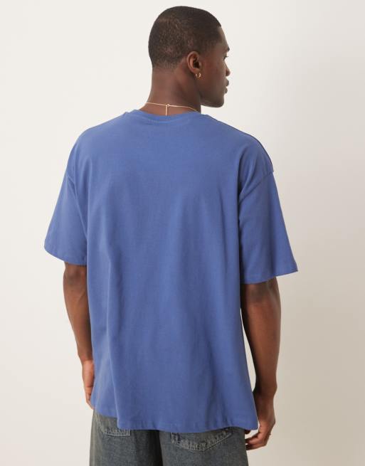 ASOS DESIGN oversized t-shirt in blue with Italy chest print, 3 of 4