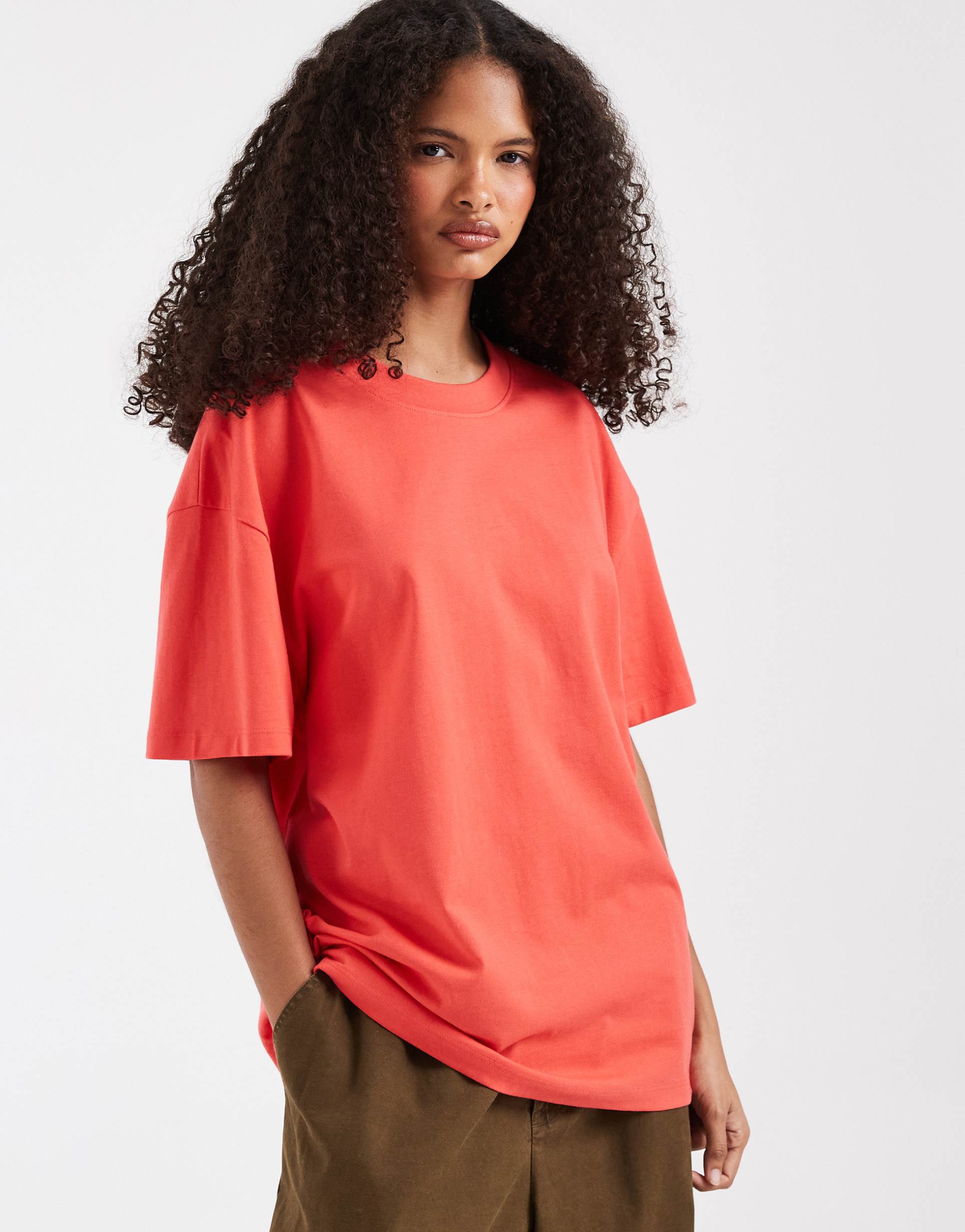 asos design oversized t-shirt in bright red