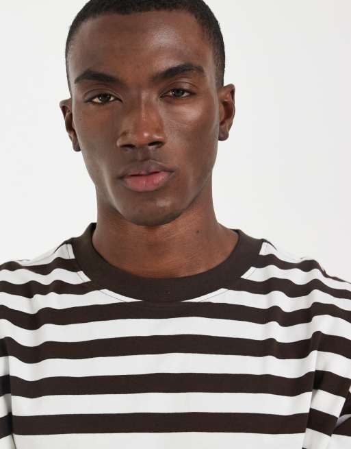 ASOS DESIGN oversized t-shirt in brown and cream stripe, 3 of 5