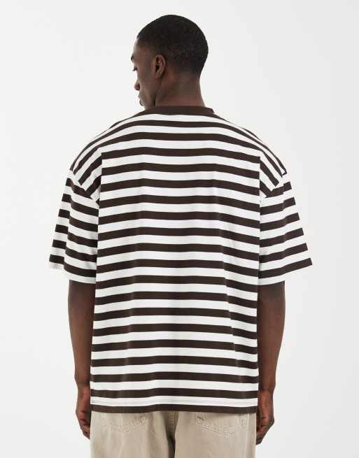 ASOS DESIGN oversized t-shirt in brown and cream stripe, 5 of 5