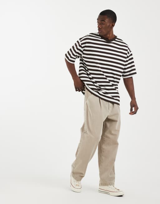 ASOS DESIGN oversized T-shirt in brown and cream stripes, 2 of 5