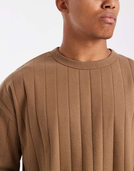 ASOS DESIGN oversized t-shirt in brown textured rib , 5 of 5