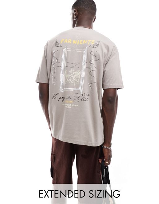 FhyzicsShops DESIGN oversized t-shirt in brown with back  print