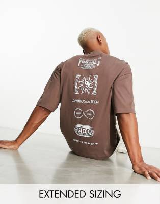 Asos Design Oversized T-shirt In Brown