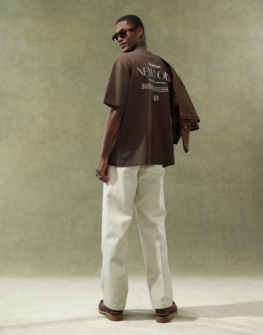 ASOS DESIGN oversized t-shirt in brown with city back print