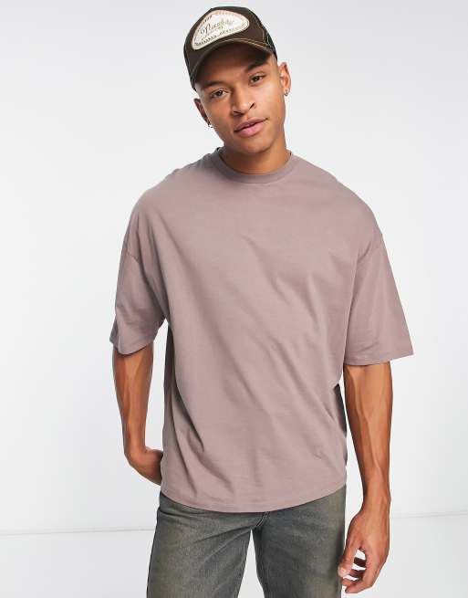 ASOS Design Oversized T-Shirt in Ecru with Floral Line Drawing Back graphic-Neutral